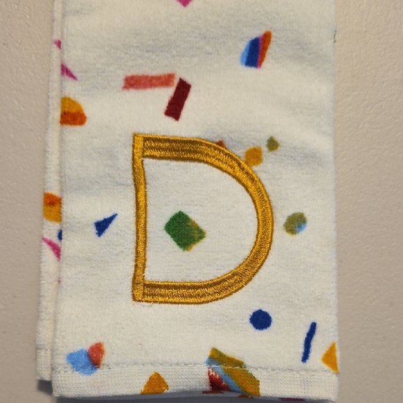 OPALHOUSE Monogram Letter "D" Hand Towel 100% Cotton Festive Party 15” x 25” NWT - Picture 1 of 5